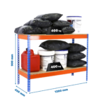 Estante metálica sem parafusos com tabuleiros de aglomerado Ecoforte 2 prateleiras