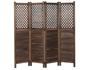 Biombo de 4 Painéis de Madeira Castanho