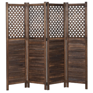 Biombo de 4 Painéis de Madeira Castanho