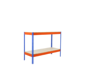 Estante metálica sem parafusos com tabuleiros de aglomerado Ecoforte 2 prateleiras